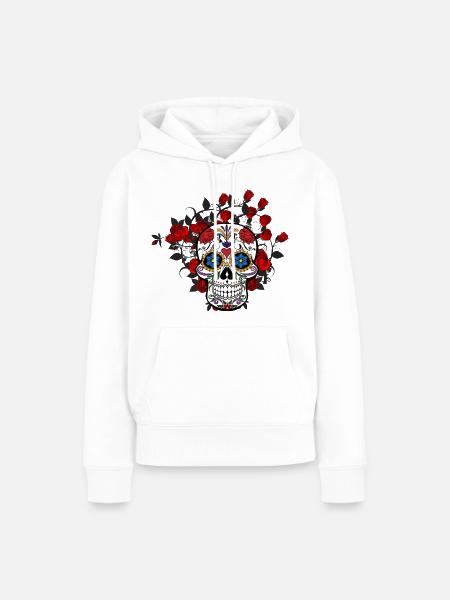 Blühender Schädel - Frauen Premium Bio Hoodie - Weiß