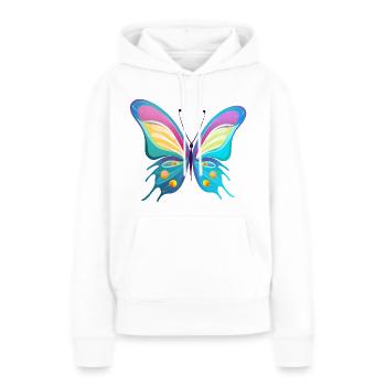 Iris papillon - Sweat à capuche Premium bio Femme - blanc - Devant - Julia (174cm)