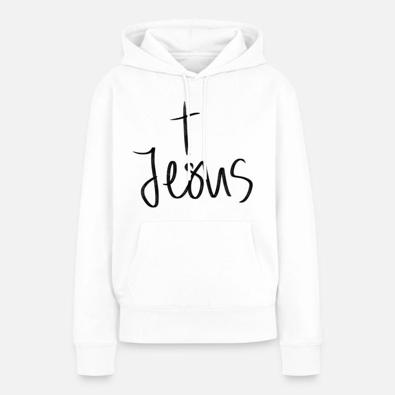 Jésus - Sweat à capuche Premium bio Femme - blanc