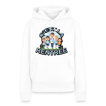 Rentrée Scolaire - Sweat à capuche Premium bio Femme - blanc - Devant - Julia (174cm)
