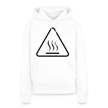 Trop chaud à manipuler ! - Sweat à capuche Premium bio Femme - blanc - Devant - Julia (174cm)