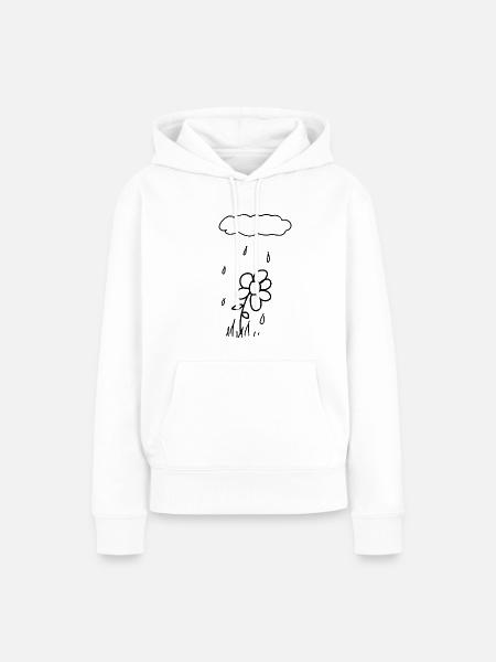 Blume Regen - Frauen Premium Bio Hoodie - Weiß