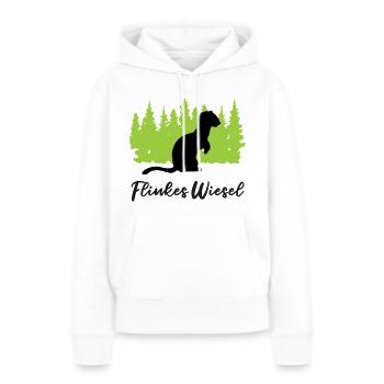 Flinkes Wiesel "Immer Wieselflink unterwegs" - Frauen Premium Bio Hoodie - Weiß - Vorne - Julia (174cm)
