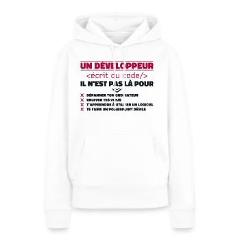 Un Développeur Écrit du Code Cadeau - Sweat à capuche Premium bio Femme - blanc - Devant - Julia (174cm)