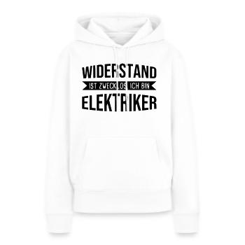 La résistance est inutile Je suis électricien - Sweat à capuche Premium bio Femme - blanc - Devant - Julia (174cm)