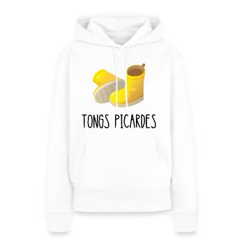 tongs picardes - Sweat à capuche Premium bio Femme - blanc - Devant - Julia (174cm)