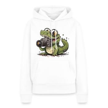 Schnappschuss Glückliches Reptil - Frauen Premium Bio Hoodie - Weiß - Vorne - Julia (174cm)