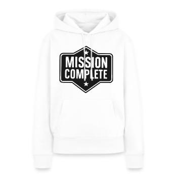 Mission accomplie - Sweat à capuche Premium bio Femme - blanc - Devant - Julia (174cm)
