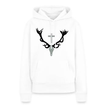 Insigne de chasse - Sweat à capuche Premium bio Femme - blanc - Devant - Julia (174cm)