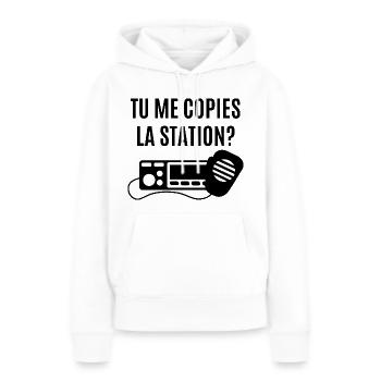 tu me copies la station - Sweat à capuche Premium bio Femme - blanc - Devant - Julia (174cm)