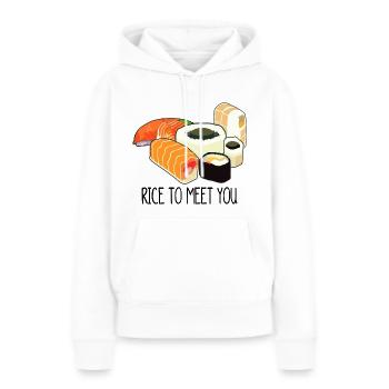 rice to meet you - nice to meet you - Women’s Premium Organic Hoodie - white - Front - Julia (174cm)