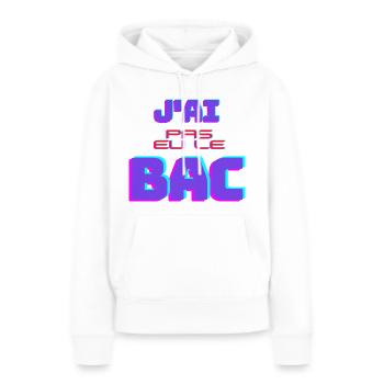 J ai pas eu le bac - Sweat à capuche Premium bio Femme - blanc - Devant - Julia (174cm)