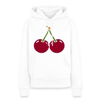 Kirschen - Frauen Premium Bio Hoodie - Weiß - Vorne - Julia (174cm)