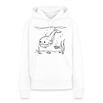 Niedlicher Wal Ausmalbild für Kinder - Frauen Premium Bio Hoodie - Weiß - Vorne - Julia (174cm)