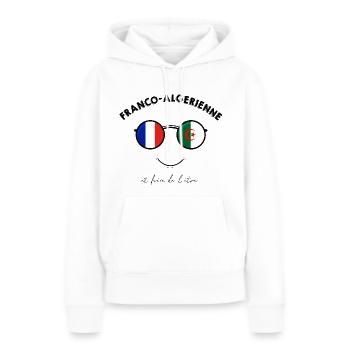 Franco-algérienne et fière de l'être - Sweat à capuche Premium bio Femme - blanc - Devant - Julia (174cm)