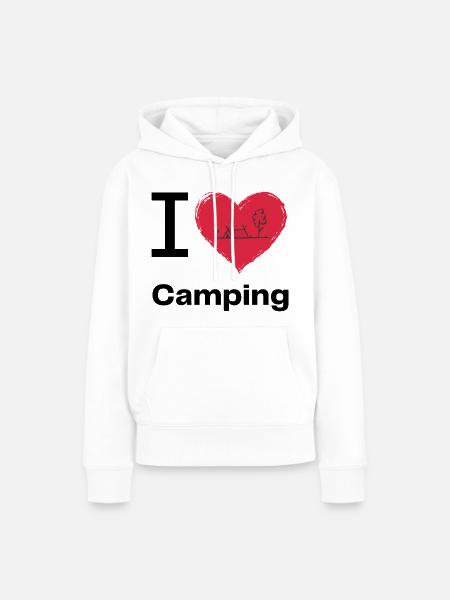 I LOVE Camping - Frauen Premium Bio Hoodie - Weiß