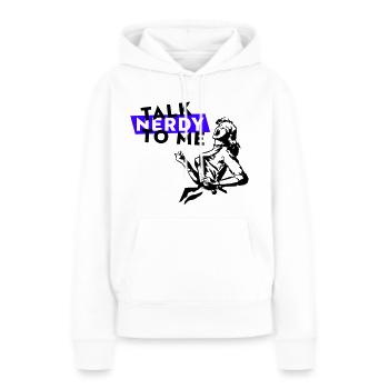 Parlez-moi de nerdy - Sweat à capuche Premium bio Femme - blanc - Devant - Julia (174cm)
