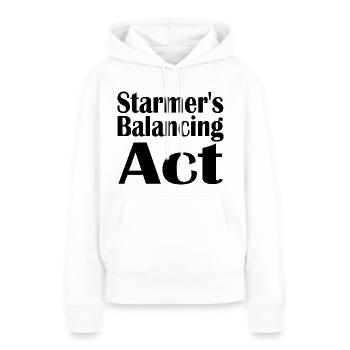 Starmers Balanceakt - Frauen Premium Bio Hoodie - Weiß - Vorne - Julia (174cm)