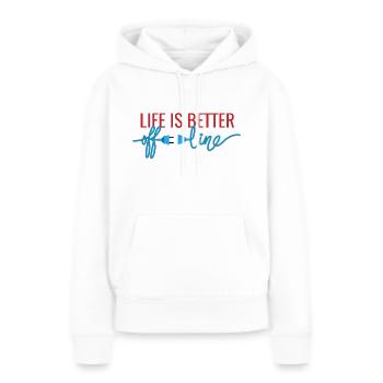life is better offline - Sweat à capuche Premium bio Femme - blanc - Devant - Julia (174cm)