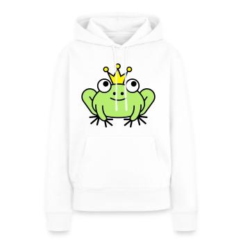 Grenouille grenouille prince avec couronne - Sweat à capuche Premium bio Femme - blanc - Devant - Julia (174cm)