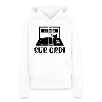 je bosse sur ordi - Sweat à capuche Premium bio Femme - blanc - Devant - Julia (174cm)