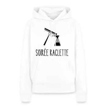 soirée raclette - Sweat à capuche Premium bio Femme - blanc - Devant - Julia (174cm)