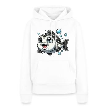 Bébé morue - Sweat à capuche Premium bio Femme - blanc - Devant - Julia (174cm)