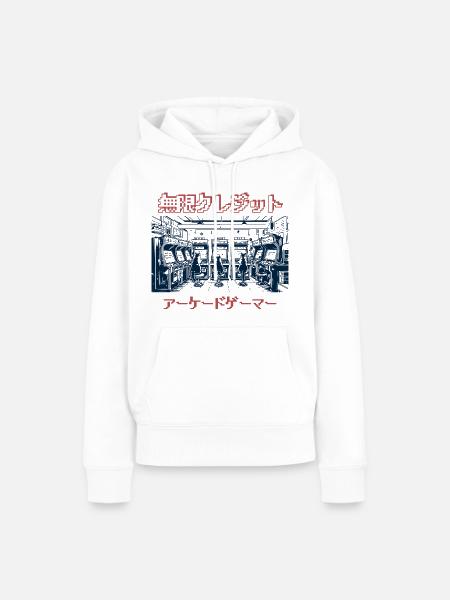 Katzen Arcade Gaming Japanese - Frauen Premium Bio Hoodie - Weiß