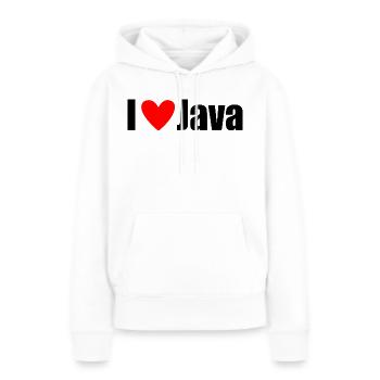 I LOVE Java - Frauen Premium Bio Hoodie - Weiß - Vorne - Julia (174cm)