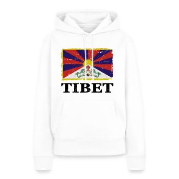 Drapeau du Tibet - Drapeau du Tibet - Look minable - Sweat à capuche Premium bio Femme - blanc - Devant - Julia (174cm)