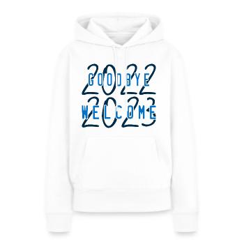 Willkommen 2023 - Frauen Premium Bio Hoodie - Weiß - Vorne - Julia (174cm)