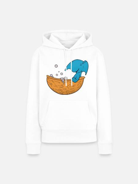 Elefant Baden - Frauen Premium Bio Hoodie - Weiß