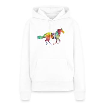 Cheval flou skitze - Sweat à capuche Premium bio Femme - blanc - Devant - Julia (174cm)