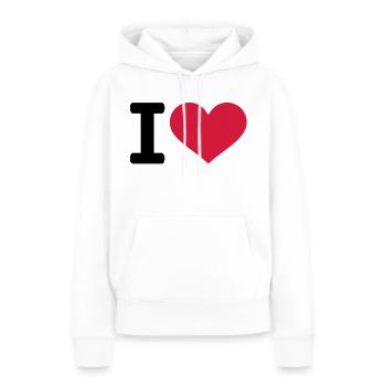 I heart love - Sweat à capuche Premium bio Femme - blanc - Devant - Julia (174cm)