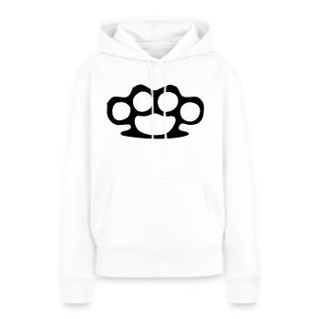 Coup de poing - Sweat à capuche Premium bio Femme - blanc - Devant - Julia (174cm)