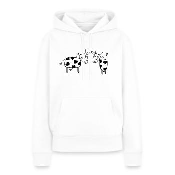 deux vaches - Sweat à capuche Premium bio Femme - blanc - Devant - Julia (174cm)