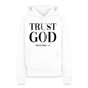 Trust God - christliche kleidung - Frauen Premium Bio Hoodie - Weiß - Vorne - Julia (174cm)