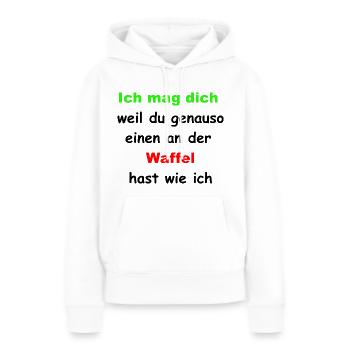 An der Waffel hast - Frauen Premium Bio Hoodie - Weiß - Vorne - Julia (174cm)