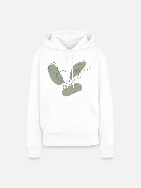 KAKTUS LINEART - Frauen Premium Bio Hoodie - Weiß