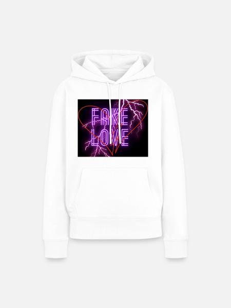 Fake Love - Frauen Premium Bio Hoodie - Weiß