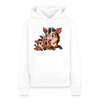 Wildschweinmutter und Kind beim Herumtollen - Frauen Premium Bio Hoodie - Weiß - Vorne - Julia (174cm)