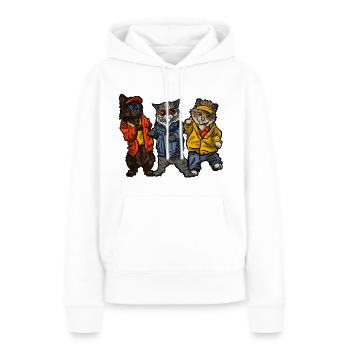 Chats Swag - Sweat à capuche Premium bio Femme - blanc - Devant - Julia (174cm)