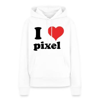 i love pixel - Frauen Premium Bio Hoodie - Weiß - Vorne - Julia (174cm)
