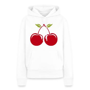 cerises - Sweat à capuche Premium bio Femme - blanc - Devant - Julia (174cm)