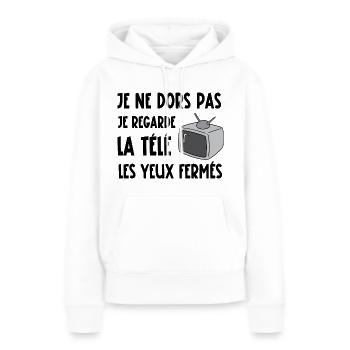 je ne dors pas - Sweat à capuche Premium bio Femme - blanc - Devant - Julia (174cm)