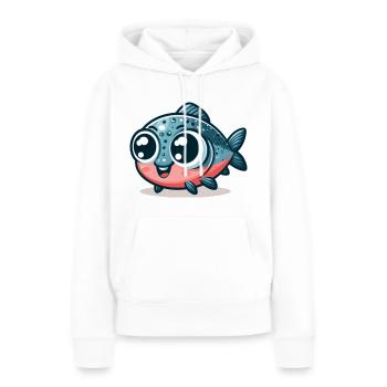 Lachs - Frauen Premium Bio Hoodie - Weiß - Vorne - Julia (174cm)
