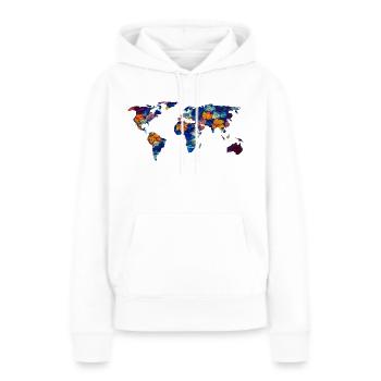 carte du monde - Sweat à capuche Premium bio Femme - blanc - Devant - Julia (174cm)