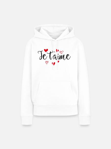 Je t'aime - Frauen Premium Bio Hoodie - Weiß