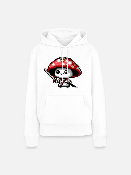 8bit Pilz-Samurai - Frauen Premium Bio Hoodie - Weiß