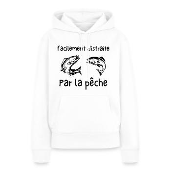 facilement distraite par la pêche - Sweat à capuche Premium bio Femme - blanc - Devant - Julia (174cm)